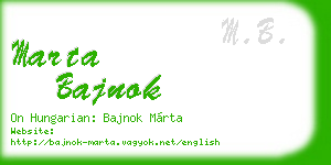 marta bajnok business card